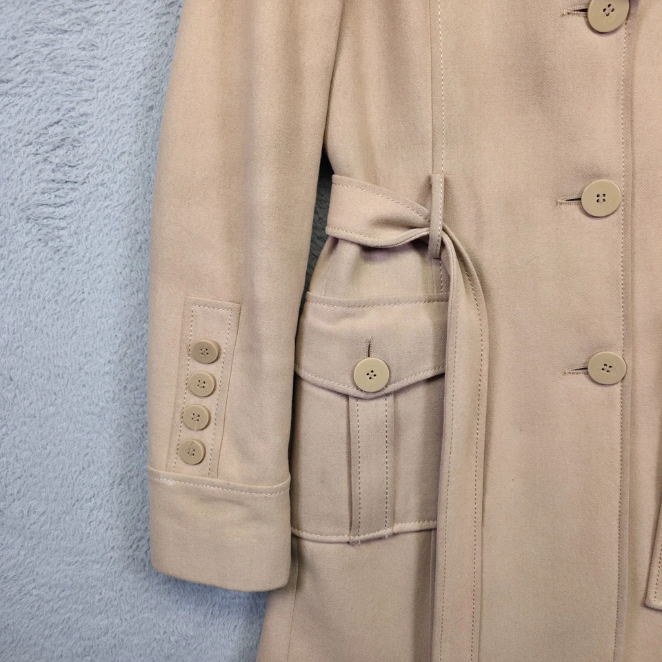 Kenneth Cole 反应风衣女式 8 米色羊毛学院风商务旧钱 — 第 3/4 张图片