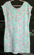 Lilly Pulitzer Westerly Dress Lobstah Roll Pink Lobster Blue Shift Size L EUC