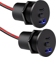 Aluminum RV USB Outlet W/Switch 30W Type-C & 18W Type a Car Charger Socket PD3.0