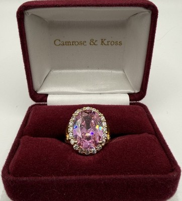 Camrose & Kross JBK goldfarben simulierter rosa Kunzit Kristall Heiligenschein Ring