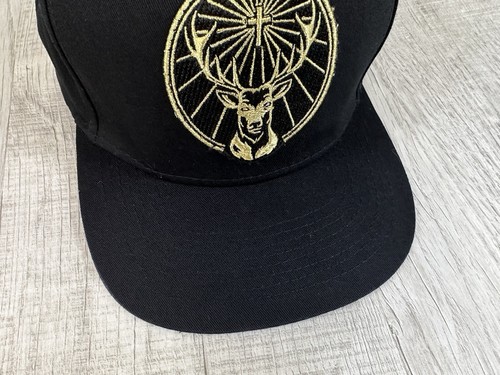 Jagermeister Hat Black Strap Back Embroidered Patch Adjustable Adult Snap Back - Picture 8 of 16