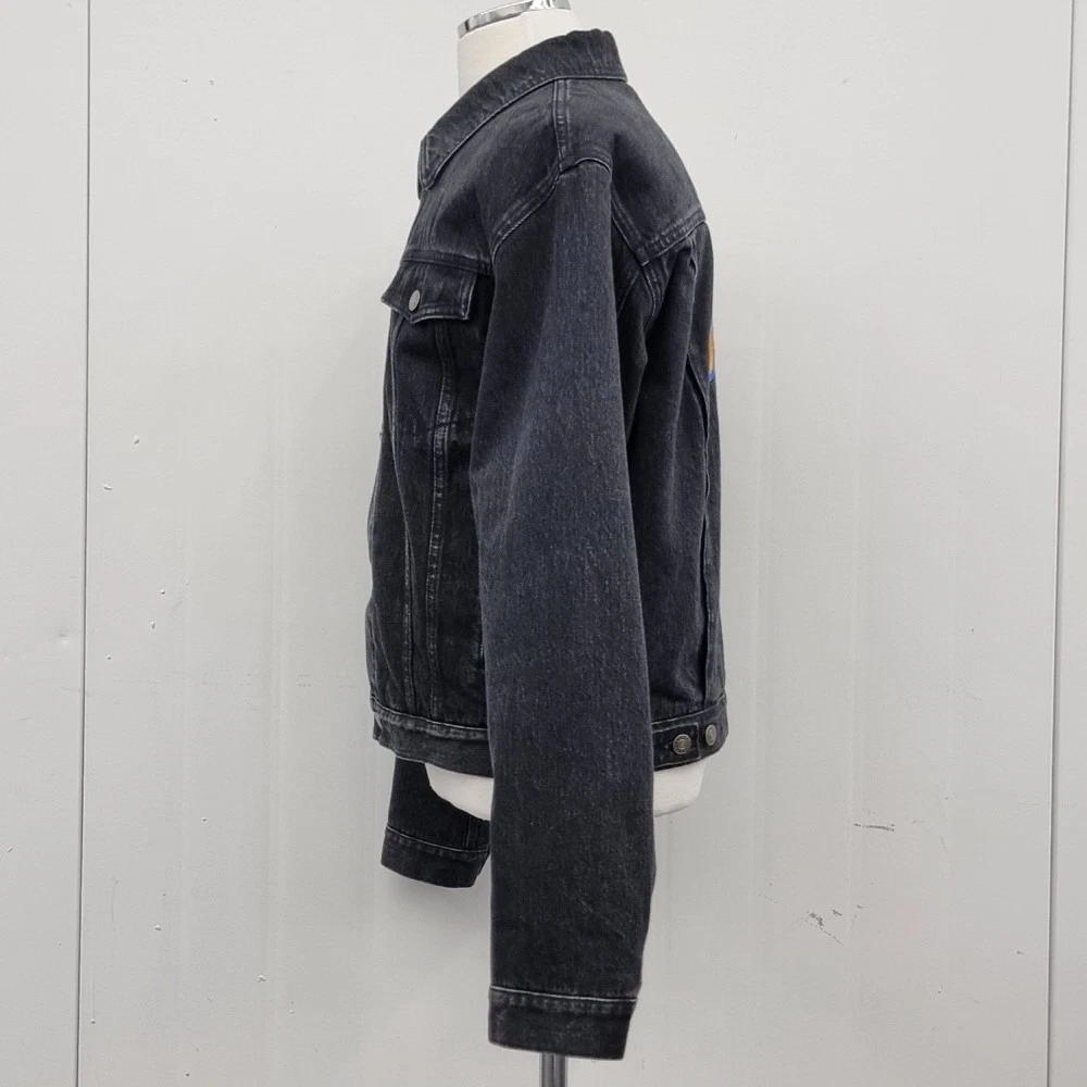 Gucci giacca con toppa scritta nera denim lavato 50 132432705