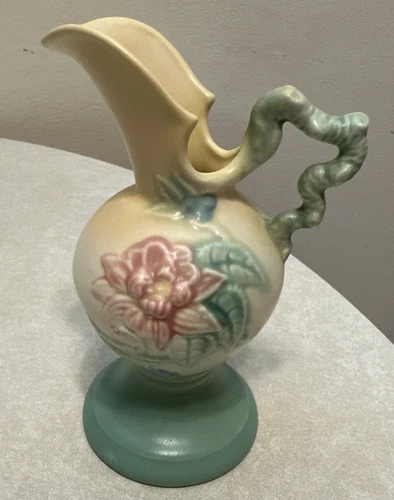 Vintage Hull Art Pottery Magnolia Ewer Vase Pitcher 5” Pink Blue Matte Glaze1940