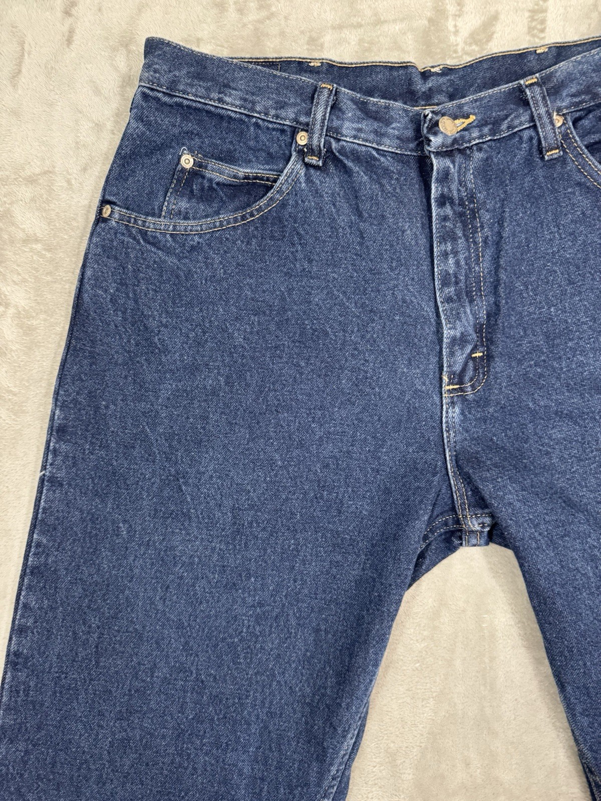 Wrangler Jeans Mens 46x32 Blue Relaxed Straight High Rise Dark Wash 9760WDR thumbnail 7