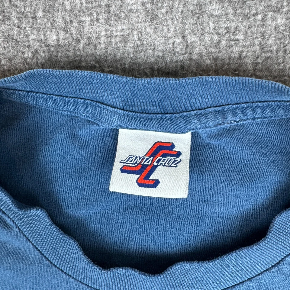 Camiseta De Colección Santa Cruz Para Hombre Grande Azul Apilado Logo Patinetas Manga Corta Foto 4 de 4