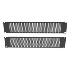 Black 2U Vented Blank Metal Rack Mount Filler Panel 19 Inch Enclosure 2 PCS