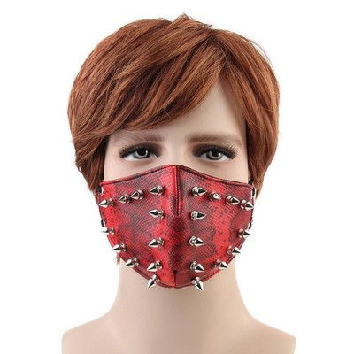 Coole Hip-Hop Punk Gothic Cosplay Rock Style PU Leder Nieten Gesichtsmaske Teil