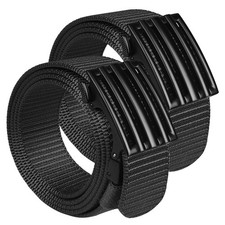 2 Pack Men's Ratchet Web Belt, 1.25 inch Nylon Automatic Buckle, No Holes Inv...