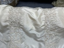 SAMPLE FAUX SILK EMBROIDERED DRAPERY UPHOLSTERY - Bone / Ivory