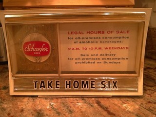 VINTAGE SCHAEFFER BEER ADVERTISING LIGHTED SIGN RARE MODEL