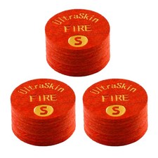 3-PACK UltraSkin Fire Red Ultra Skin Billiard Pool Cue Tips Soft - 14mm