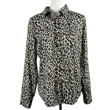 J.Crew Leopard Print The Perfect Shirt Size 12 Slim Timeless Bold Quiet Luxury