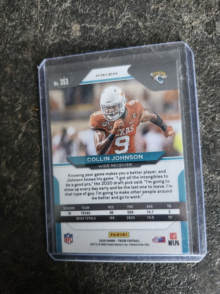2020 Panini Prizm Red White Blue Rookie Collin Johnson RC Card# 353 - Image 2 of 2