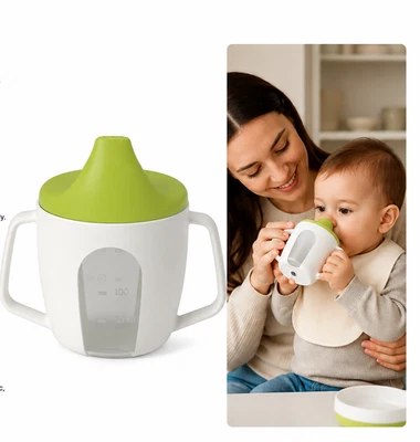 IKEA BORJA Trainingsbecher weiß-grün Babyartikel BRANDNEU - Bild 1 von 4