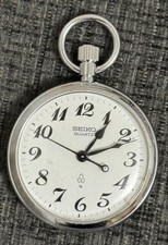 Seiko Railway Pocket Watch Quartz 7550-0010 Vintage Used