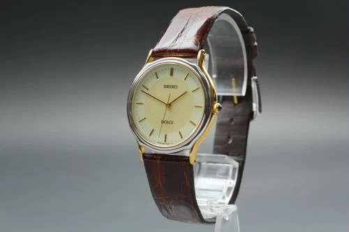 [Near MINT] SEIKO Dolce 5E61-0A20 33mm Gold Dial Quartz Men's Vintage Watch