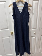 Levis Dress S  Cotton Linen Midi Sleeveless Midi 90s Minimalist Coastal Vacation
