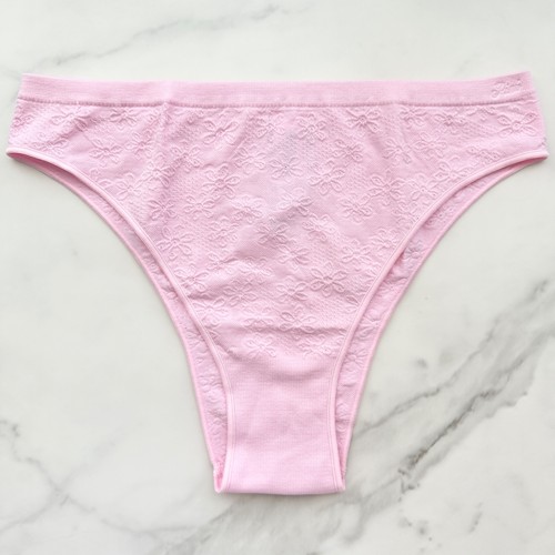 PINK Victoria's Secret Seamless Daisy Pointelle Brazilian Panty Pink Bubble S/M