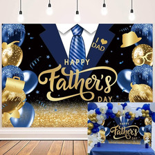 Happy Father'S Day Backdrop Blue Gold Glitter Balloon Father'S Day Party Backgro