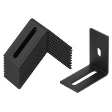 10 Pack Black Adjustable Slotted L Corner Braces 2.75x2.75x1.5 inch Steel
