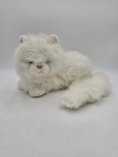 Vtg Russ Nikki Fluffy White Laying Kitty Persian Cat Green Eyes Plush 21" L