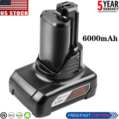 6.0Ah 12V For Bosch Max Li-ion Battery BAT411A BAT412A BAT420 BAT411 GBA GDR GSB