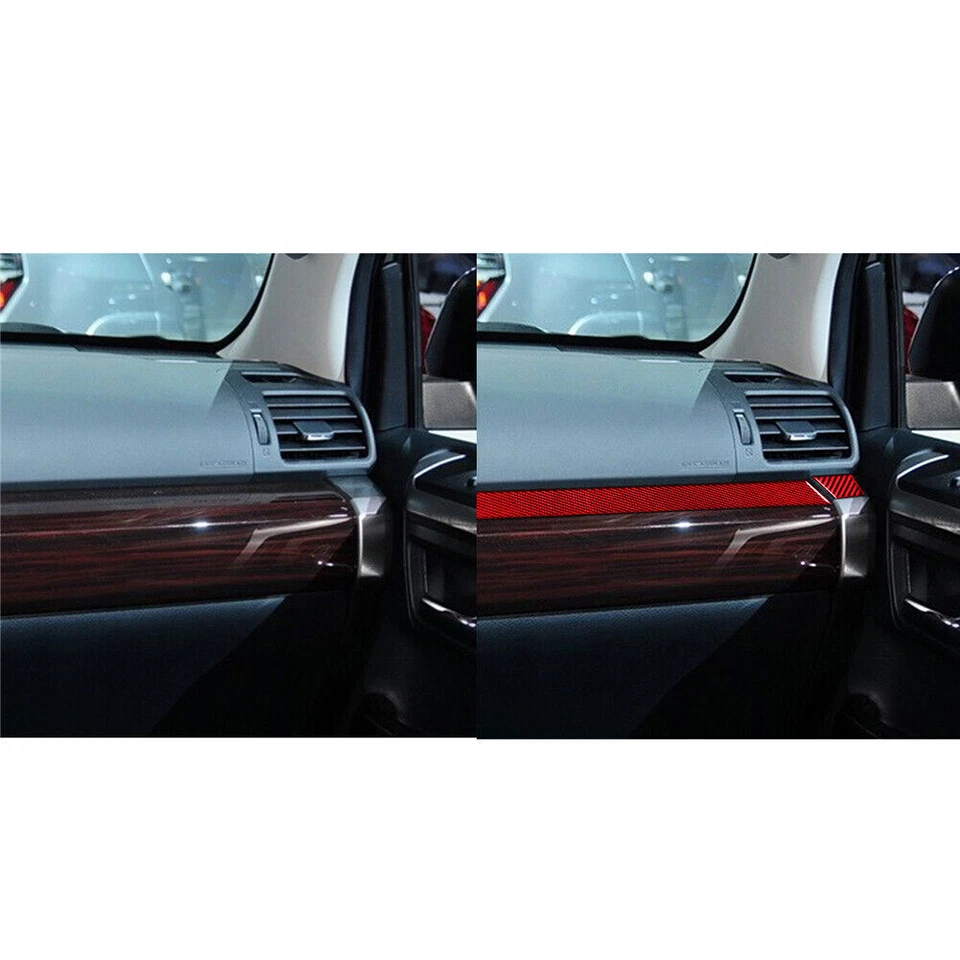 Tampa de painel lateral de passageiro vinil vermelho fibra de carbono acabamento 4X para Toyota 4Runner - Imagem 4 de 4