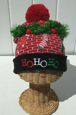 Kids Christmas Beanie Hat Knitted With Pom Pom and Lights Thick K