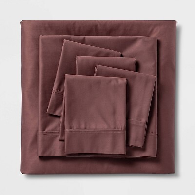 Комплект листов Queen 6pc 800 Thread Count Solid Mauve - Threshold Signature