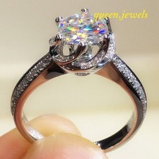 2.15CT Round Cut Lab-Created Diamond Engagement Wedding 14K White Gold Over Ring