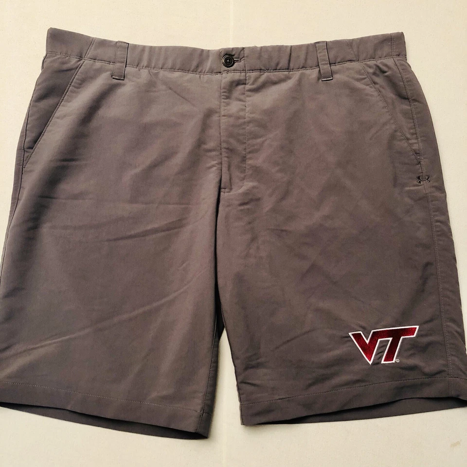 Pantalones Cortos Virginia Tech Hokies Under Armour Hombres Talla 42/10.5 Gris Rendimiento VT Foto 2 de 4