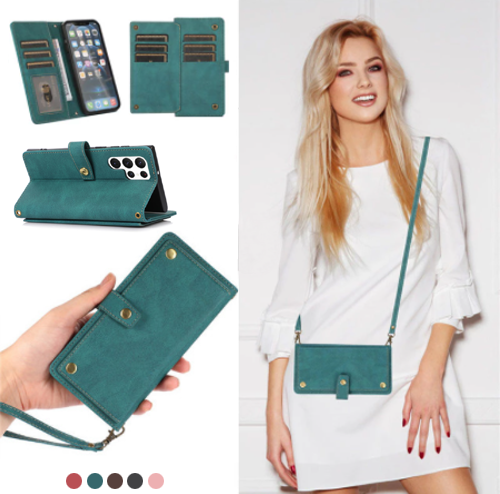 Handbag Crossbody Leather Zipper Wallet Card Slots Women Case Bag Phone Cover-image