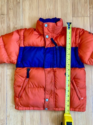 Nautica Puffer Down Jacket Vest Winter Coat Hooded kids size 3 Orange Navy - Picture 10 of 14