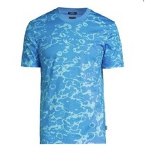 BOSS Hugo Boss Men's Slim Fit T-Shirt Blue Patterned Design 128 New