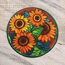 Sunflower Closeup Embroidered Applique Patch -Flower Badge Nature Iron-on
