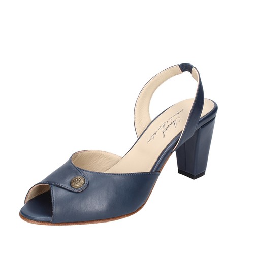 Chaussures Talons Femme Taille 39 - Cuir Fait Main Au Brésil - Talons 5/6cm Cône Marron Et Bleu - Très Bon état