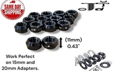 20 Pcs Black 14x1.5 Open End Bulge Acorn Lug Nuts For 15mm Or 20mm Adapters