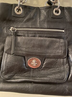 Authentic Black Coach Pebbled Leather Hampton Bag | eBay
