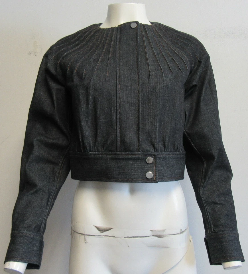 Chaqueta de mezclilla DIANE VON FURSTENBERG azul pintuck talla 2 Foto 3 de 4