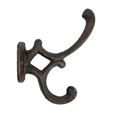 Rustic Cast Iron Vines Double Wall Hook Key Towel Coat Purse Door Hanger Brown