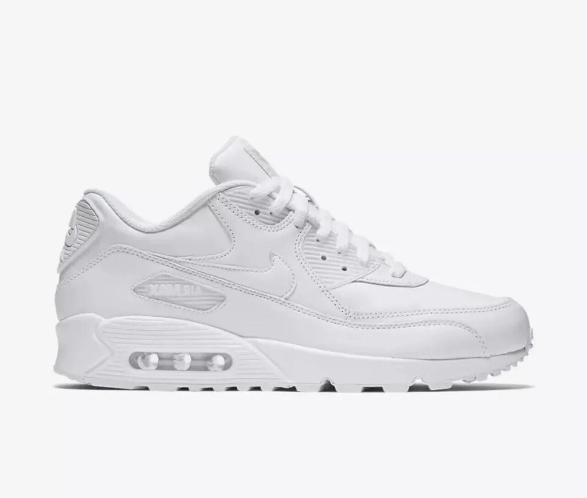 NlKE Air Max 90 Essential All Leather Triple White Size UK brand