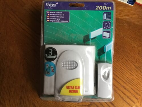 DOOR CHIME. BELL BYRON ULTRA SLIM DESIGN WIRE FREE CHIME KIT. PORTABLE - Picture 1 of 5