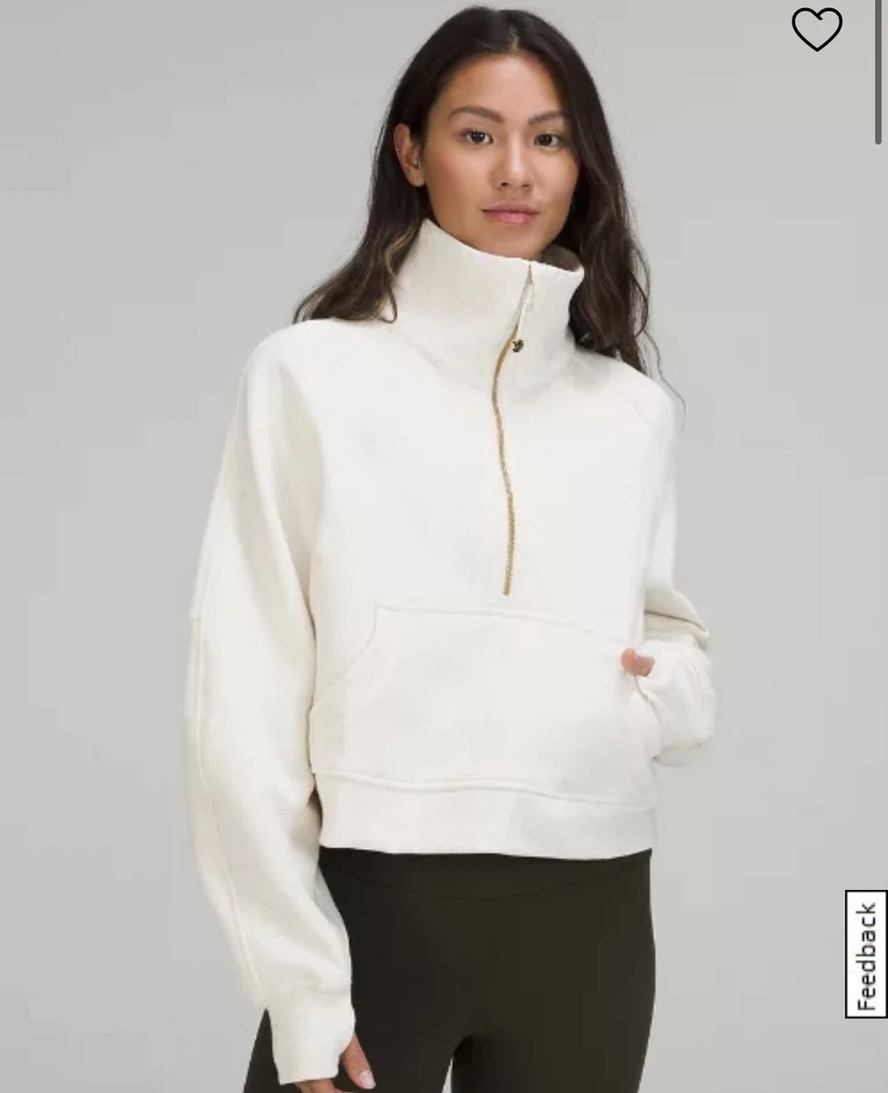 NEW LULULEMON Scuba Oversized Funnel Neck Half-Zip M/L Heathered Ivory Gold  Zip