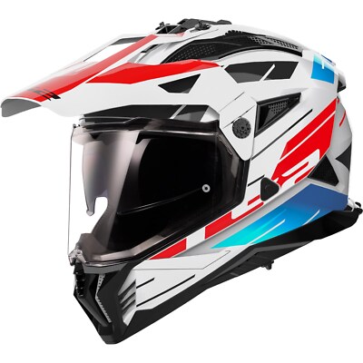 Moto Casque Enduro XXL - LS2 MX702 Pioneer 2 II Namib - Blanc-Bleu-Rouge