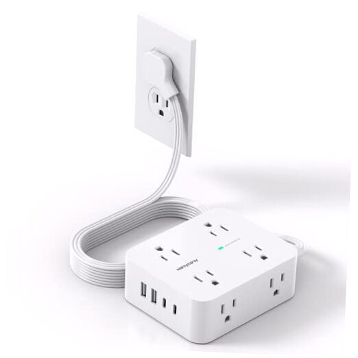 Surge Protector Power Strip, Extension Cord with Multiple 5Ft Thin Plug-image