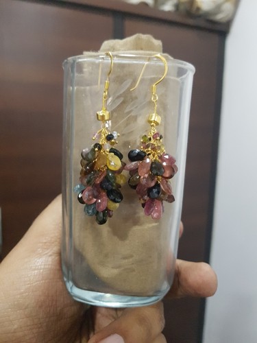Pendientes Multi Turmalina Piedras Preciosas Plata de Ley 925 Hechos a Mano Joyería Regalo g55 - Imagen 3 de 14