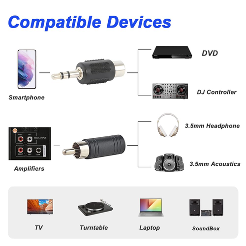 Adattatore Jack Stereo Femmina Da 1/8 Pollici a Maschio Mono RCA E Adattatore Ma - Foto 6 di 12