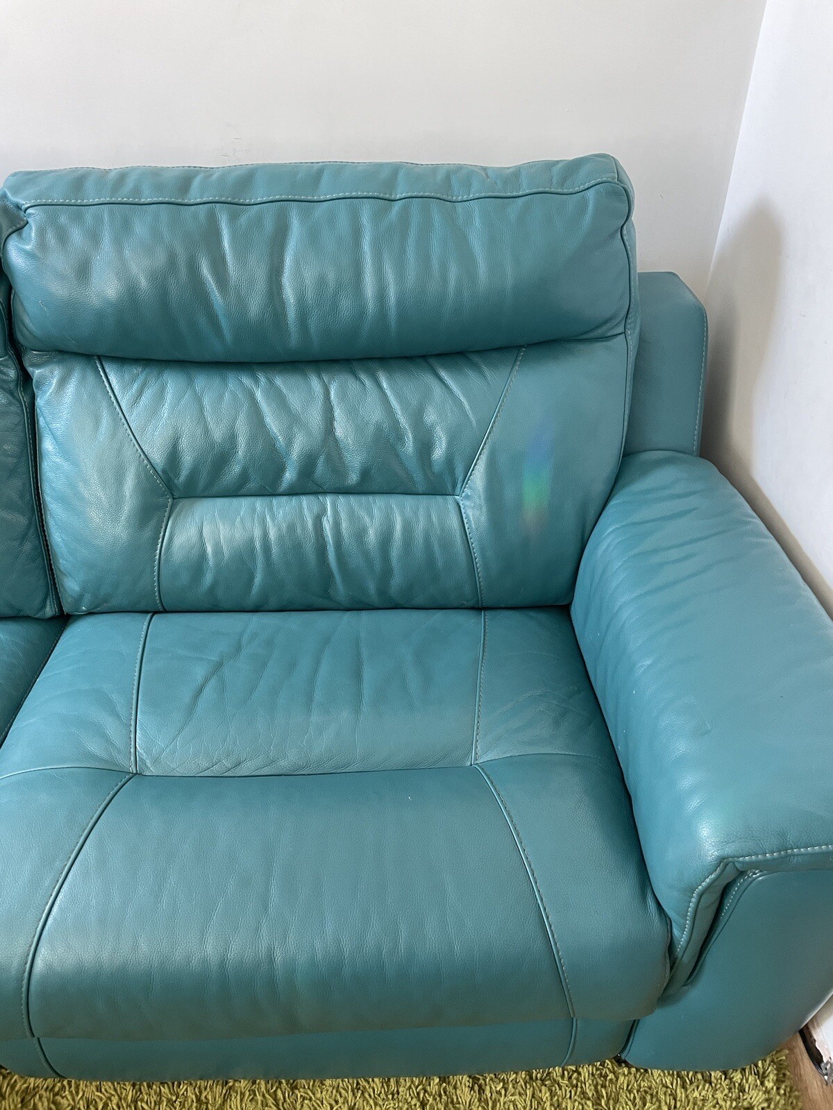 DFS Electric Reclining Teele / Blue Leather Sofa eBay