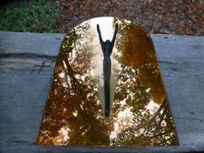 Magnificent Art Deco Copper arched Mirror with abstract figure 17.75" x 11.75"