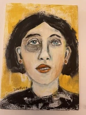 Original Acrylic Outsider Art 5x7 painting - “Not Again”